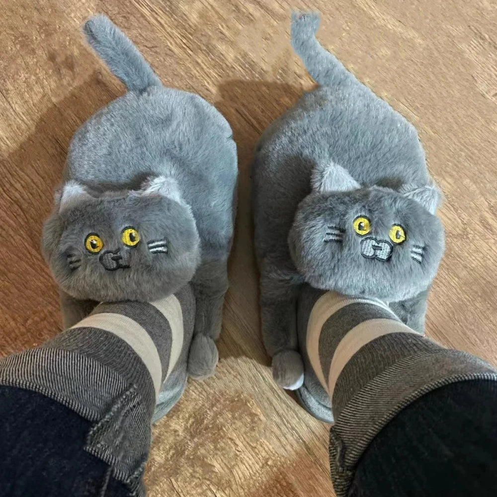 Plush Cat Home Slippers