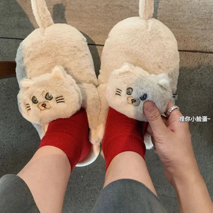 Plush Cat Home Slippers